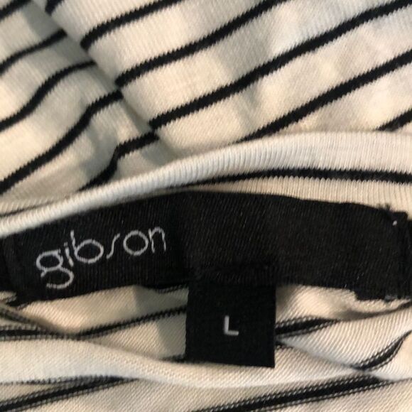 Gibson White/Blue Stripes Long Sleeve Top Sz L - Picture 8 of 8